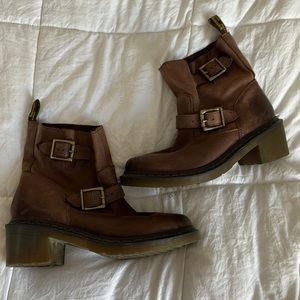 vintage Dr Martens Harness buckle moto boots w block heel - size 9